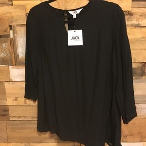 Black blouse with sheer lower back